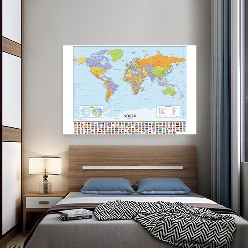 Map of the World with Country Flags Poster Giant Size 88x59" 48x32" Wall Prints - Picture 7 of 23
