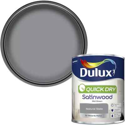 Dulux schnelltrocknende Satinwood Farbe für Holz Metall Naturschiefer 750ml
