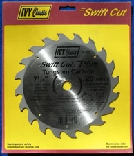 IVY Classic 36102  7-1/4" x 5/8" Arbor 20T Tungsten Carbide Tooth Saw Blade