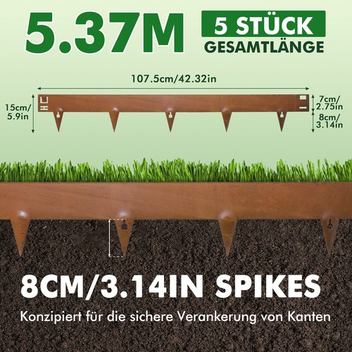 Rasenkante Rasenkantenband Corten Edel-Rost Metall Beeteinfassung Beetumrandung - Bild 4 von 14