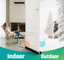 Under Door Draft Blocker Black Door Draft Stopper 38" Reduce Breeze Cold Air