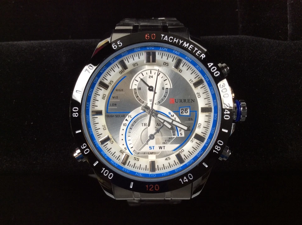 Новые аналоговые часы Curren из нержавеющей стали — с индикатором даты — искусственные компиляции - Изображение 4 из 4