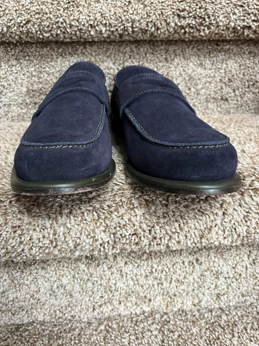 Mens navy blue penny hotsell loafers