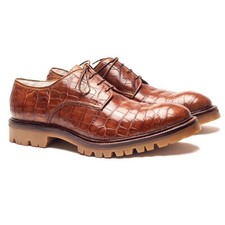 18K$ SILVANO LATTANZI Fur lined Crocodile Alligator Shoes UK: 9 US: 10 EU: 43