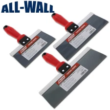 3-Piece Wal-Board Blue Steel Drywall Taping Knife Set 8"-10"-12" Soft Grip