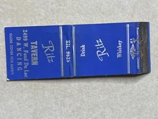 AS58 Vintage Matchbook Cover Ritz Tavern and Dancing Fond Du Lac Wisconsin WI