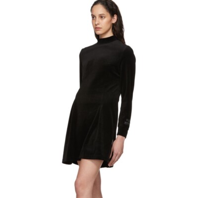 puff sleeve mini dress black Black Front Zip Denim Mini Dress