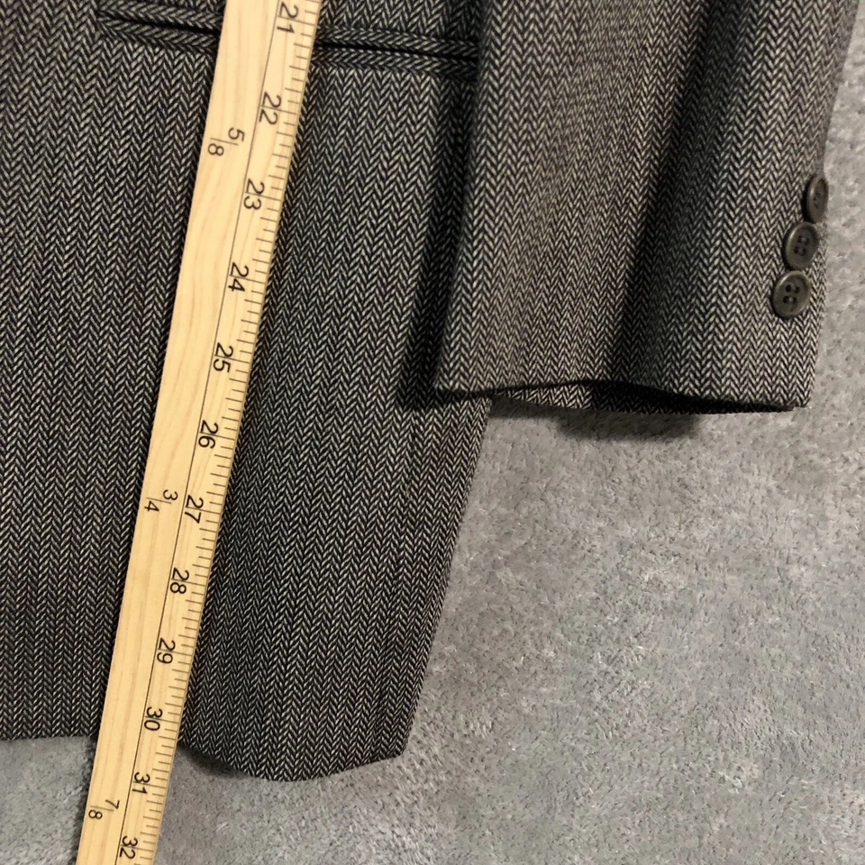 Jaqueta Vintage Mani by ARMANI Casaco Esportivo Lã Seda Blazer Cinza Espinha de Arenque 42S - Imagem 4 de 4