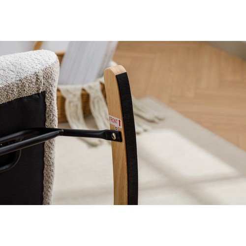 Modern Patchwork Accent Chair with Solid Wood Armrest and Feet, Mid-Century Mode - Picture 18 of 24