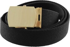 Cargo Cotton Military Brass Buckle Web Belt black 