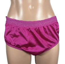 VTG 1980s MUSHROOM GUSSET GRANNY NYLON PANTIES LACE SHEER Dark Pink 7 NEW