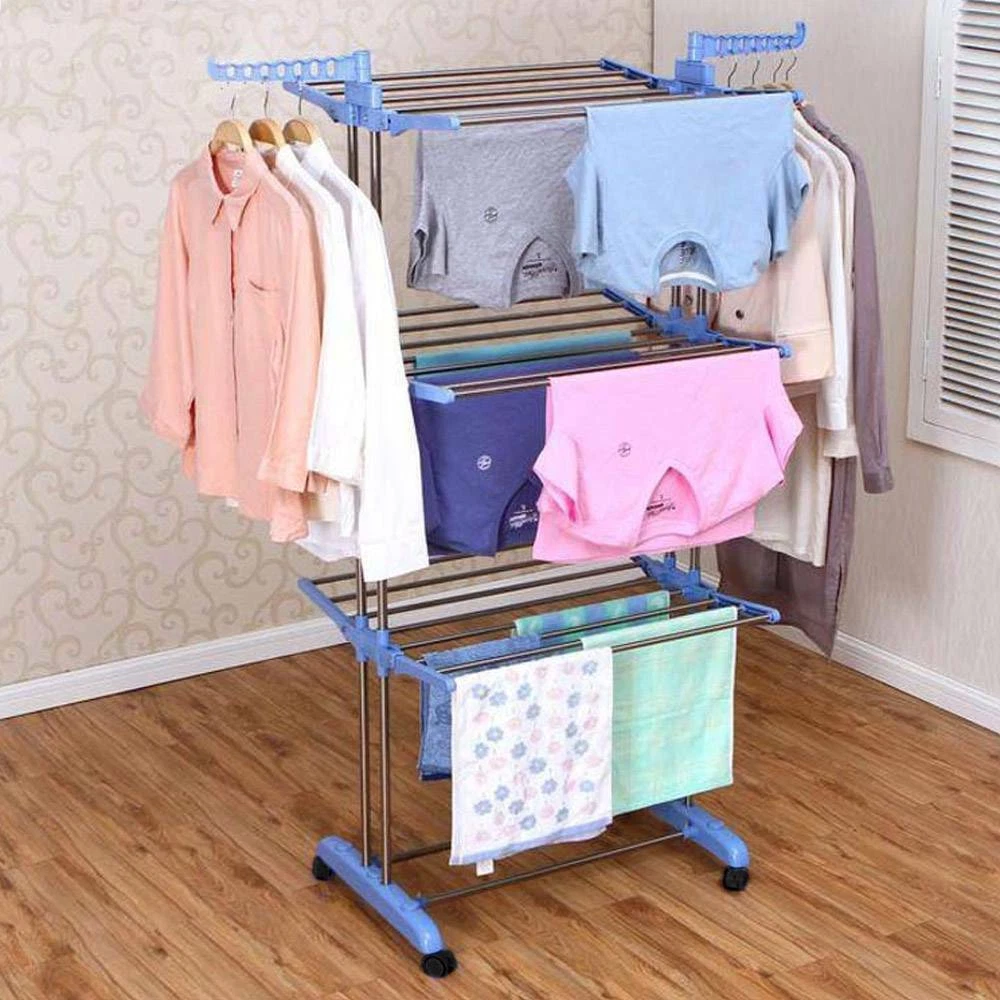 Hot Selling Indoor Outdoor Laundry Rack Folding Cloth Dryer Standing Stainless  Steel Clothes K Type Drying Rack