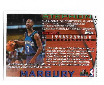 Stephon Marbury 1996 Topps NBA 50th Foil Rookie RC #177 | eBay