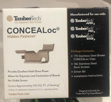 Free Shipping TimberTech CONCEALoc Deck Hidden Fasteners FULL Box 175 Fasteners 
