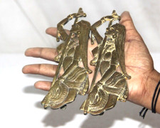 Antico Ottone Donna con Incisione Solido Maniglie Porta Originale Sottile Mano