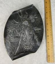 James W Tufts Boston 3140 Silver Plate Parrot Card Receiving Tray Dish Antique