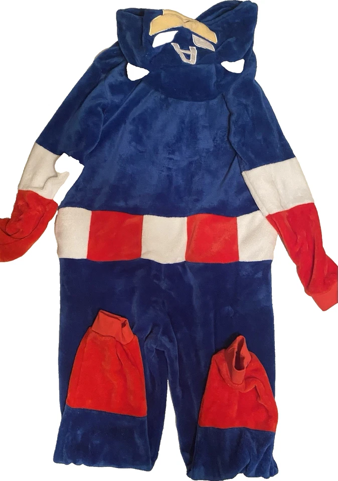 Hoodie Captain America Pajamas one piece Plush 5'5" to 5'9" height fit Marvel - Image 2 of 4