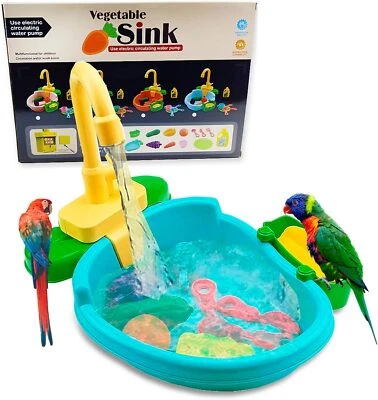 BRAND: ESSGUO Parrot Shower, Bird Bathtub, Automatic 13.7*9.4*3.2inch, Green