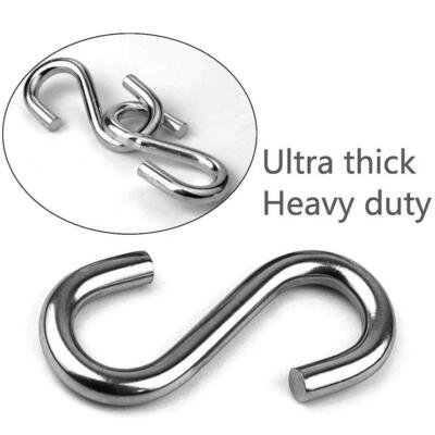 Stainless Steel Small S Hooks 2-8mm Hanging Clothes Kitchen Garage Butcher Tool