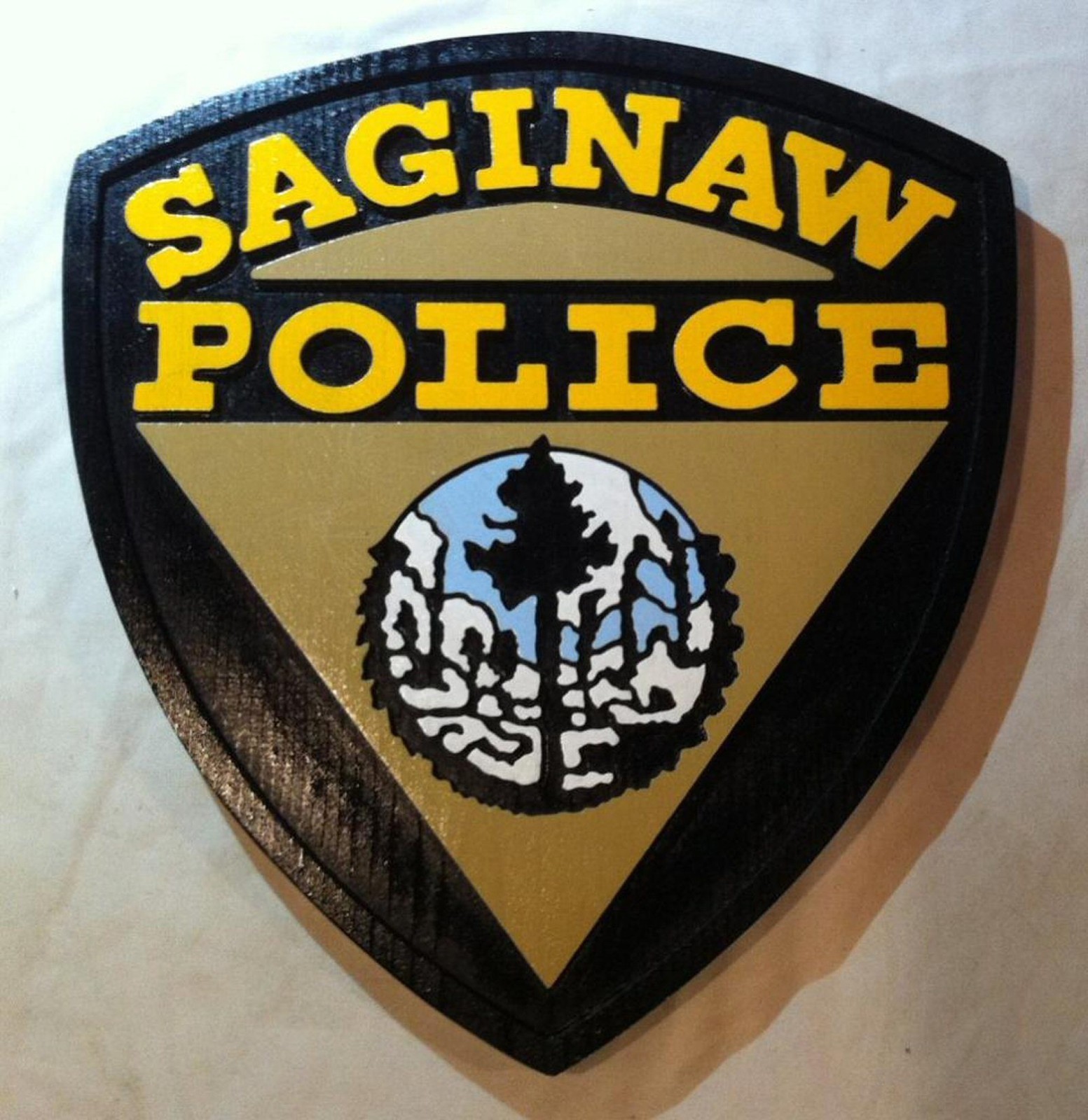 Police Saginaw 3D  routed wood Patch plaque Sign Custom