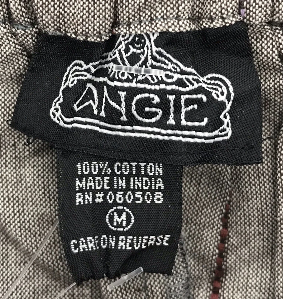 Pantalones Cortos Angie Rayas Corbata Cintura 100% Algodón Gris con Azul Marino Borgoña Rayas Medianos Foto 3 de 4