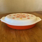 VINTAGE PYREX FRIENDSHIP DIVIDED COVERED SERVING DISH NEW