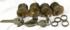 Lot of 4 Yale 1-1/4” Mortise Lock Cylinders 6 pin GB keyway w/ Keys
