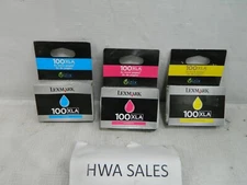 3 Genuine Lexmark 100XLA 14N1093 14N1094 14N1095 Ink Cartridges OEM SEALED