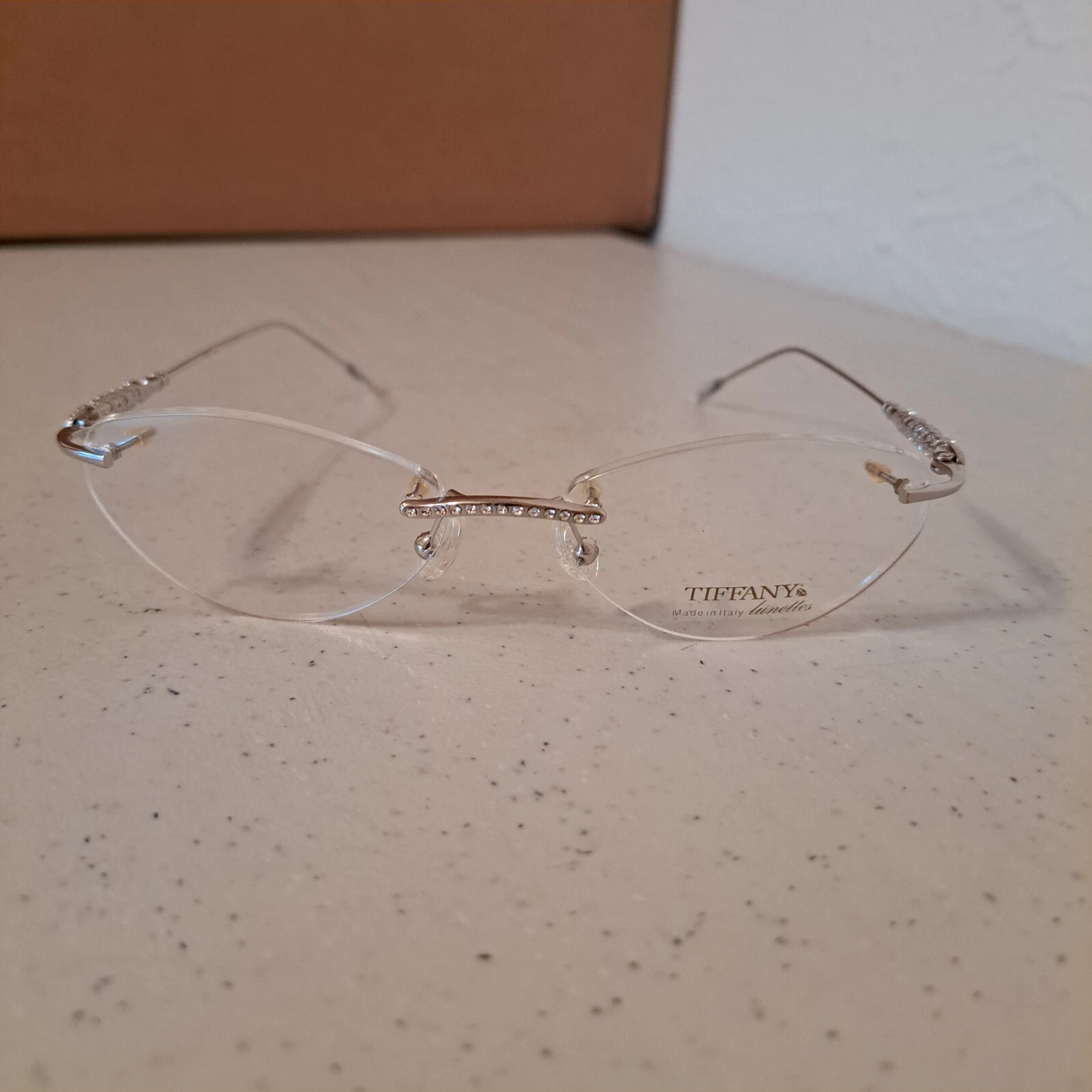 Tiffany by Lunettes Eyeglasses T790 23K Gold Pla Crystal Rimless Italy i 54