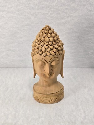 Vintage Wooden Hand Made Buddha Sculpture Figurine Wood Carving Shakyamuni 6''