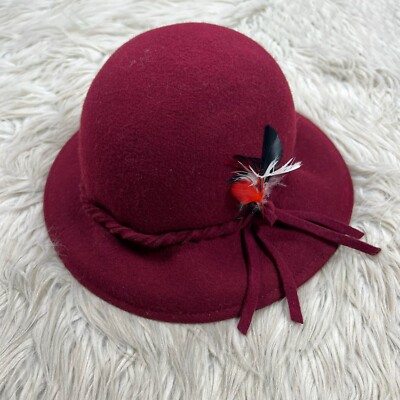 Lorenzo Burgundy 100% Wool Cloche Hat Made in Italy Floral‎ Accent Vintage Burgundy Cloche Hat - Etsy main image 3