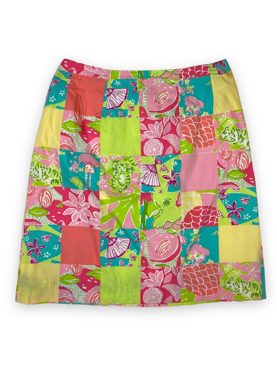 Lilly Pulitzer VTG Skirt Women's Size 2 Pink Green Floral