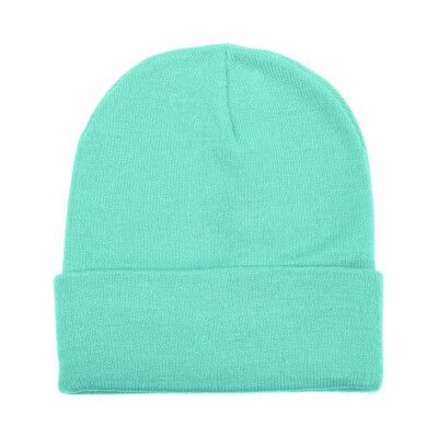 Unisex Plain Warm Knit Beanie Hat Cuff Skull Ski Cap 