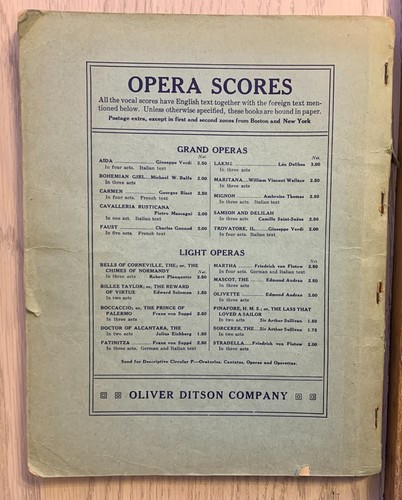 The Bells of Corneville - by Planquette - 1907 - Opera Score - Ditson Company - Picture 2 of 4