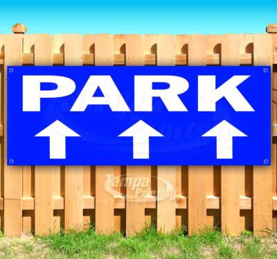PARK UP ARROWS BLUE Advertising Vinyl Banner Flag Sign Many Sizes DIRECTIONAL