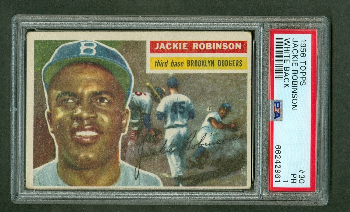 Jackie Robinson 1956 Topps White Back #30 Vintage PSA 1 Pin