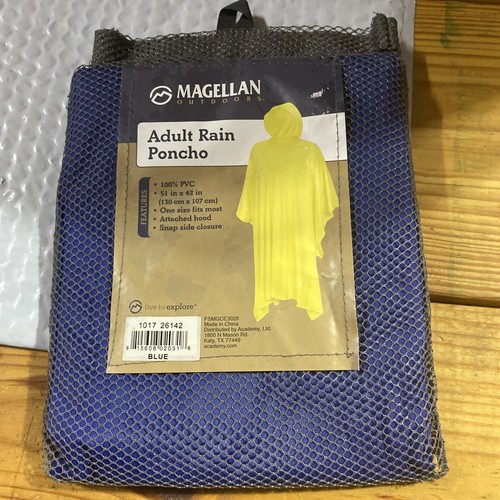 Magellan Poncho Erwachsene OSFM 100% PVC blau 51X42 Kapuze angenähter Druckknopf NEU - Bild 1 von 2
