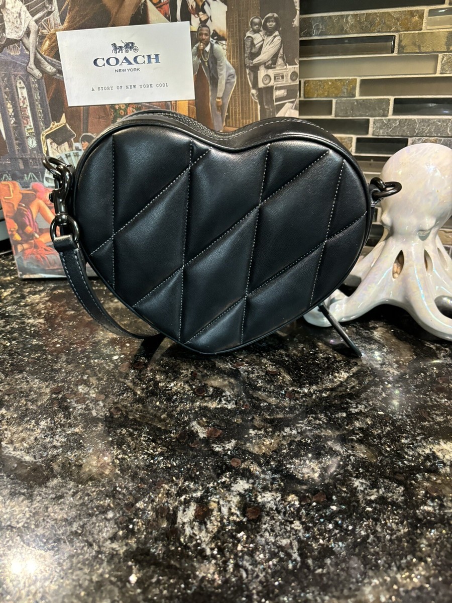 COACH 2way Crossbody Shoulder Bag Heart Pewter Quilting