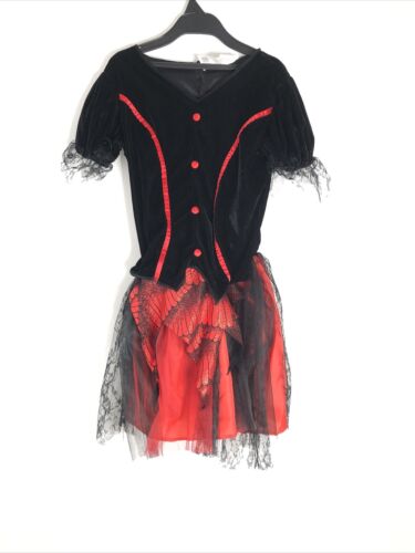 Devil CHILD Girls Costume NEW Red Black Dress Tail Horns Wings Demon Large 12-14 - Picture 5 of 6