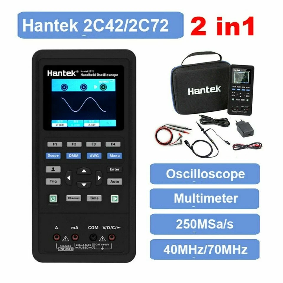 Hantek Handheld Oscilloscope Multimeter Waveform Generator 2D42 2D72 2C72 2C42 - Image 2 of 4