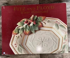 Fitz & Floyd Winter Wonderland Large Christmas Serving Platter 17.5x13.75 W/Box