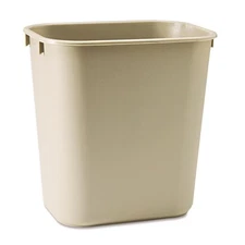 Small Office Trash Can Compact Wastebasket 3.5 Gallon Beige Plastic Deskside Bin