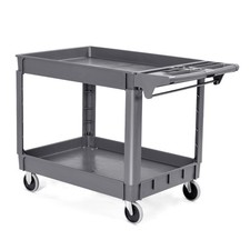 2-Layer Plastic Utility Service Cart Rolling Trolley 550lbs 46" x 25" x 33"