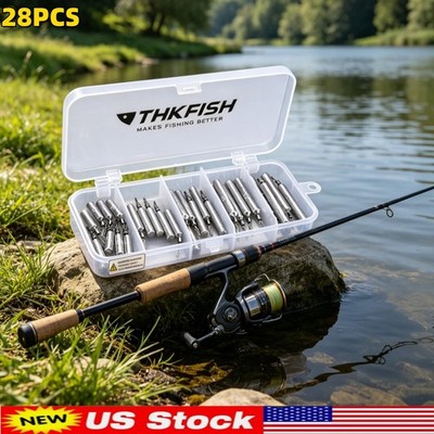 THKFISH Drop Shot Weights Kit 28PC Fishing Sinkers Wacky Hooks Bass Fishing Gear