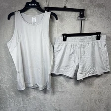 RBX NEW Activewear Women Two Piece Set Sz M Lined Shorts Tank Top Gray Running