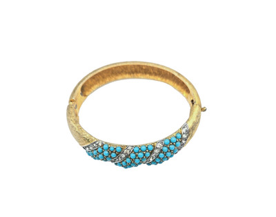 Joseph Mazer Rhinestone and Turquoise Seed Pearl Bracelet