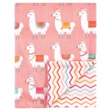 Hudson Baby Infant Girl Plush Mink Blanket, Llama, One Size