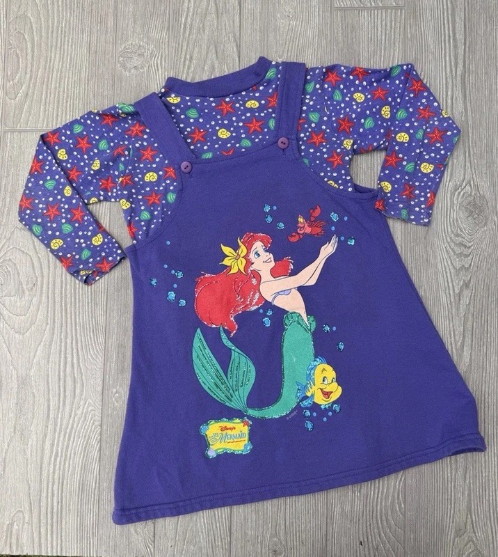 Disney The Little Mermaid Ariel Flounder Sebastian Purple Glitter Tunic 4T