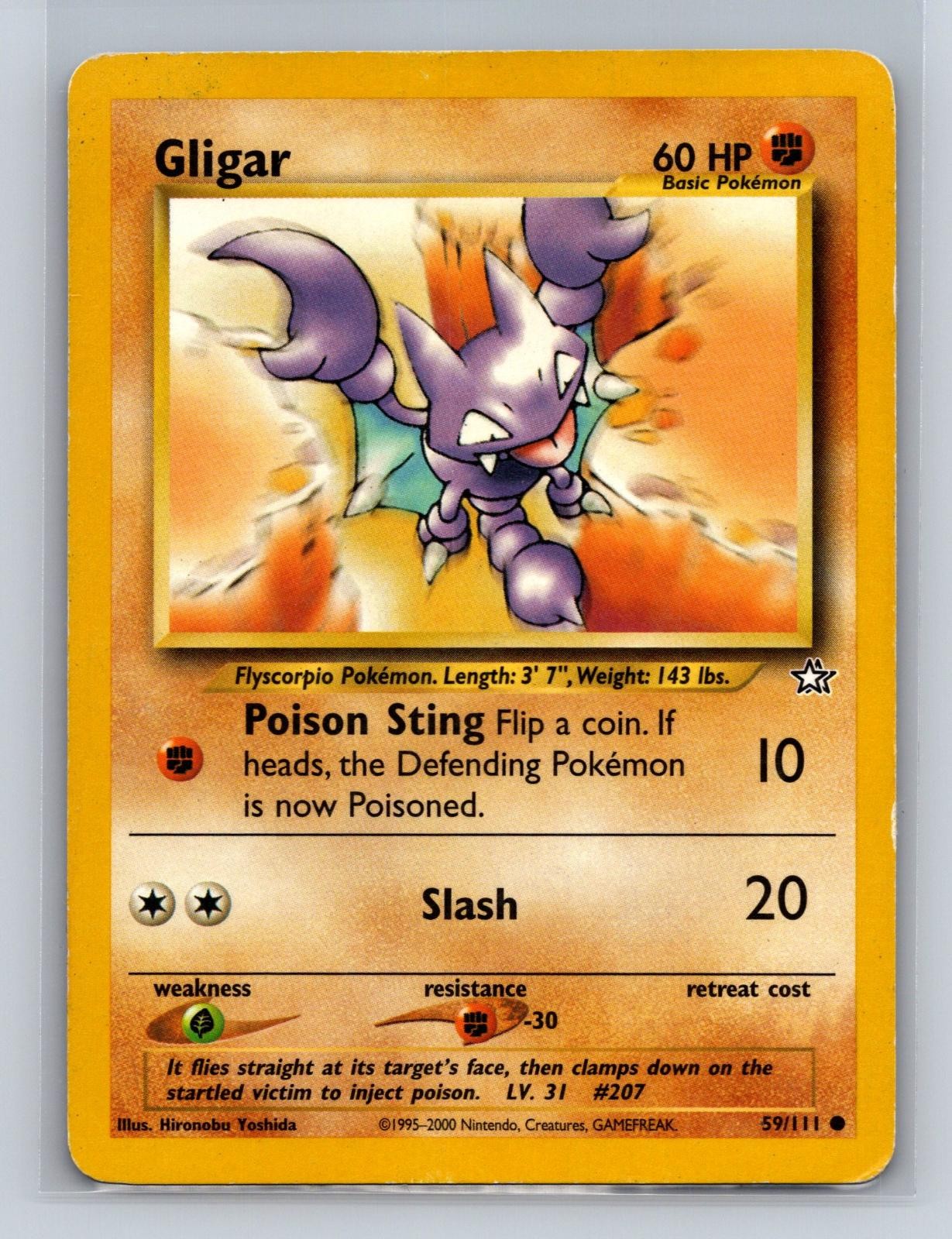 Gligar 59/111 Common Neo Genesis Pokemon Unlimited Damaged