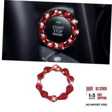 Bling Car Engine Start Stop Button Decoration Ring, Crystal Push to Start Red
